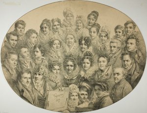 楕円形の 31 人の肖像画 作： Pierre Roch Vigneron