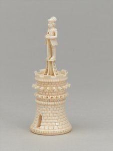 白いルーク、チェスの駒、インド、1820年頃 作： Pierre Simon Dequoy
