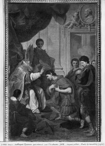 テオドシウス1世大帝、ミラノの大司教聖アンブローズから恩赦を受けた1745年頃 作： Pierre Subleyras
