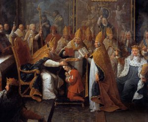 ルイ15世の戴冠式 ルイ15世（1710年～1774年）の戴冠式は、1722年10月25日にランスの大聖堂で、摂政であるオルレアン公（1674年～1723年）と大勢の観衆が見守る中、ランスのアルシュヴェクによって行われた。ピエール・サブによる絵画の詳細 作： Pierre Subleyras