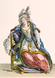 レタス「ハビットアラスルタン」、パタスによって彫刻された、「Galeries des Modes et Costumes Francais」のプレート番号107、c.1778-87 99：衣類。伝統的なドレス;伝統的な衣装;ファッション;私 作： Pierre Thomas Le Clerc