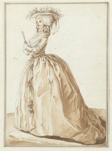 扇子を持った立ち姿の女性 作： Pierre Thomas Le Clerc