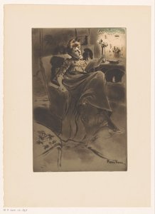椅子に座って読書をしている女性とインテリア 作： Pierre Vidal