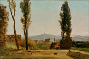 ファルネーゼ庭園で：3本のポプラとモンテ 作： Pierre de Valenciennes