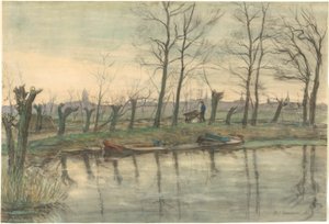 西側から見たアムステルダムのスカイライン 作： Piet Mondrian