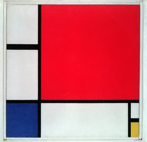 コンポジションNo.II（赤、青、黄の3色 作： Piet Mondrian