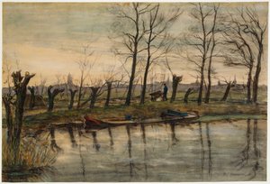 農民が畑に戻る、1900年頃（紙に木炭と木炭を含む） 作： Piet Mondrian