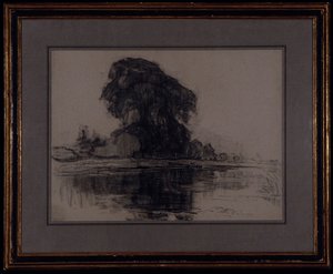 ランドジヒト・ファーム構図の検討、1905年頃（ブルーグレーの紙に木炭 作： Piet Mondrian