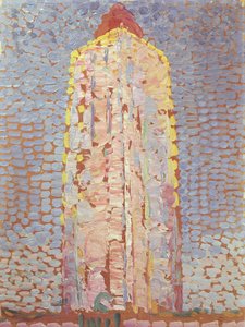 オレンジ色のウェストカペレの灯台 作： Piet Mondrian