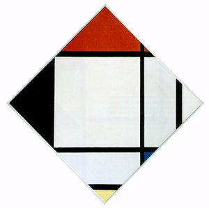 赤、黒、青、黄色の菱形組成、1925