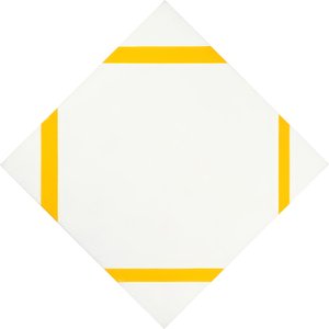 4つの黄色の線で菱形の構成 作： Piet Mondrian