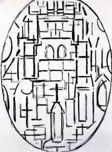 ピエトモンドリアン（1872〜1944）、ドンブルグ教会、1914年。 作： Piet Mondrian
