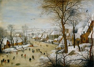 鳥のトラップのある冬景色 作： Pieter Brueghel the Younger