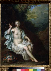 「ニンフ フローレの肖像」 (フローラ) ピーター ボーン (ボルム) による絵画 (1650-1682) 17 世紀、モスクワのプーシキン美術館の個人コレクション 作： Pieter Borm