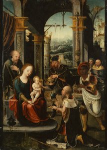 王の崇拝（パネルに油彩） 作： Pieter (attr. to) Coecke van Aelst