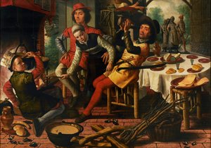 炉辺の農民たち」1556年 作： Pieter Aertsen