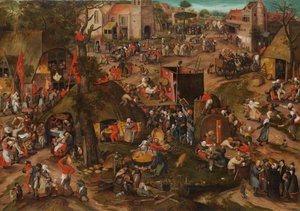 茶番劇「Een cluyte van Plaeyerwater」のパフォーマンスを備えたフランダースカーミス、c。 1570 作： Pieter Balten
