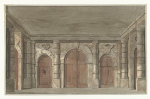 刑務所前庭の舞台装置のデザイン（？） 作： Pieter Barbiers (I)