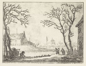 家と人物のある冬の風景 作： Pieter Bartholomeusz. Barbiers