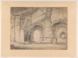 門と階段のあるインテリア 作： Pieter Bodding van Laer