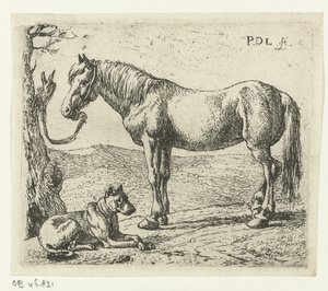 牧草地の馬と犬 馬（シリーズタイトル） 作： Pieter Bodding van Laer