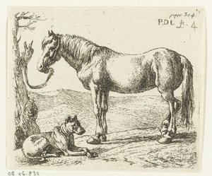 牧草地の馬と犬 馬（シリーズタイトル） 作： Pieter Bodding van Laer