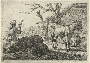 紡ぐ女とイノシシとロバ いろいろな動物（シリーズタイトル） 作： Pieter Bodding van Laer