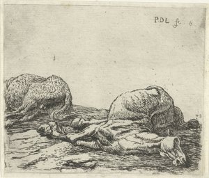 2頭の死んだ馬 馬（シリーズタイトル） 作： Pieter Bodding van Laer
