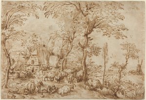 農家の近くの農民と牛 作： Pieter Bruegel the Elder