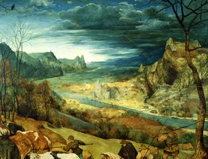 群れの秋の復活、1565年の油彩、556のパネル詳細