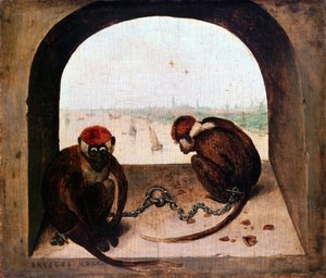 2匹の猿、1562 作： Pieter Bruegel the Elder