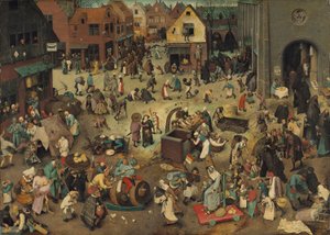 ドイツ語：Kampf zwischen Fasching und Fasten カーニバルと四旬節の戦い 作： ピーター・ブリューゲル長老