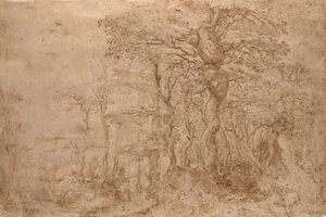 5匹のクマのいるシルバンの風景 作： Pieter Bruegel the Elder