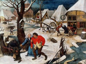 酔っ払いの家に導かれる（パネル） 作： Pieter Brueghel the Younger