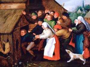 酔っぱらいは豚舎に押し込まれた、1564-1638 作： Pieter Brueghel the Younger