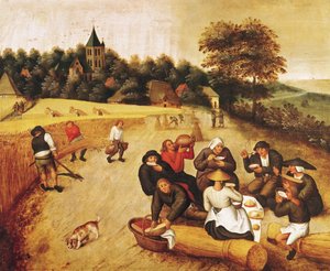 収穫者の食事 作： Pieter Brueghel the Younger