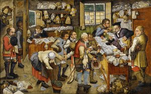 1617年から1622年の間に、村の弁護士として知られる十分の一の支払い 作： Pieter Brueghel the Younger