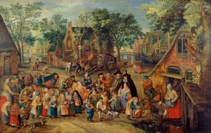 ペンテコステの花嫁ゲーム、c。 1620 作： Pieter Brueghel the Younger