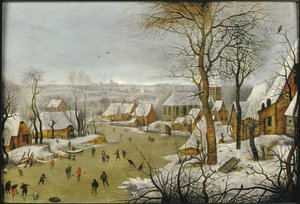 鳥の罠のある冬の風景とエジプトへの飛行》1622年。 作： Pieter Brueghel the Younger