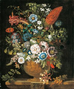8月、花の12か月から、静物の花のカレンダー 作： Pieter Casteels