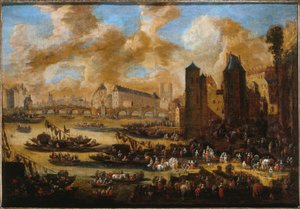 ル・ポン・ヌフ、ラ・シテ、ラ・トゥール、ラ・ポルト・ド・ネスル 1650年頃 カンヴァスに油彩 作： Pieter Casteels