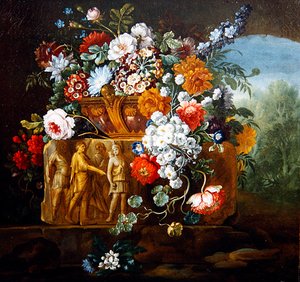 バラ、シャクヤク、ヒナギクなどの花々 作： Pieter Casteels