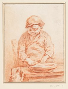 猫とお粥を食べる男の子 作： Pieter Christoffel Wonder