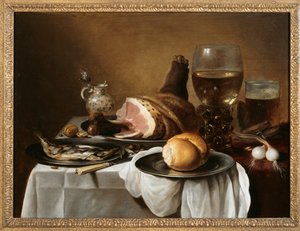 朝食の作品、1640年頃（パネルに油彩） 作： Pieter Claesz