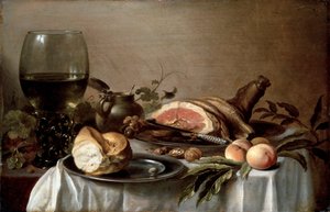 ハムと朝食、1647年。 作： Pieter Claesz