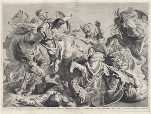 狩猟ライオン 作： Pieter Claesz. Soutman