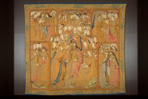 フランダースのタペストリー。 受胎告知、c.1502-04（金、銀、絹、羊毛） 作： Pieter Coecke van Aelst