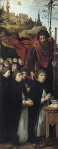 『最後の審判』三連祭壇画の使徒聖ジェームズ大帝と説教者の右パネル 作： Pieter Coecke van Aelst
