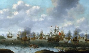 1667年6月、メドウェイ川（イングランド）でのオランダ軍の襲撃 作： Pieter Cornelisz van Soest
