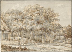 2 つの家屋のある林道 作： Pieter Ernst Hendrik Praetorius